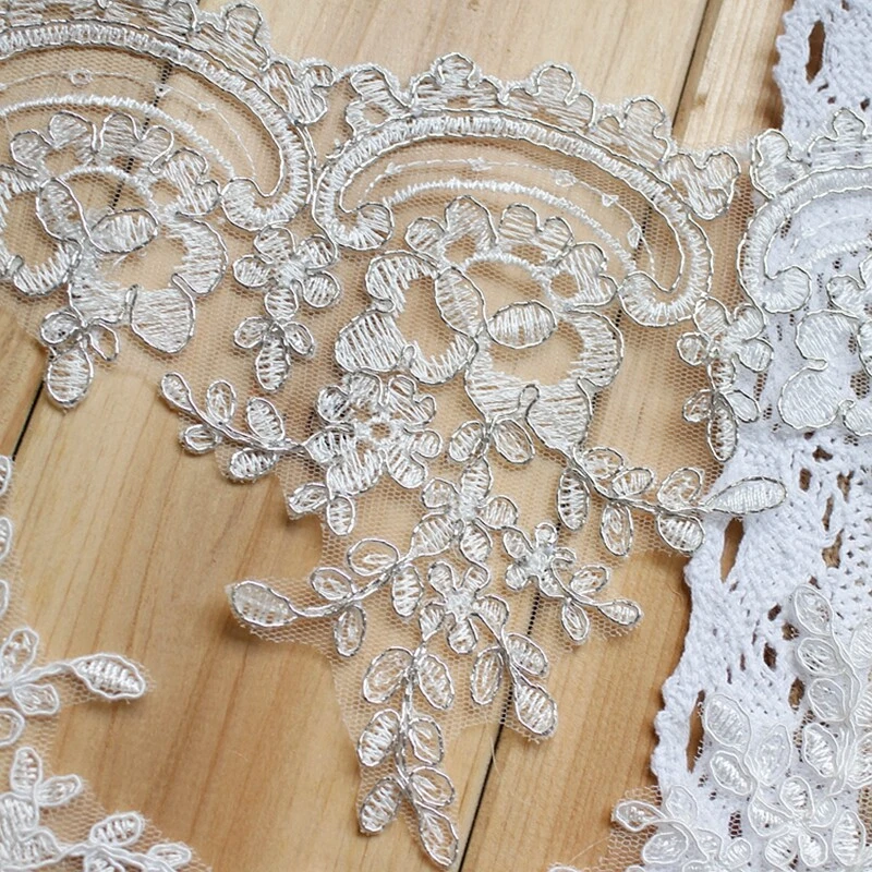 15.5CM*1 Yard Delicate Embroidered Flower Sequin Lace trim Wedding/sewing - Image 4 of 4