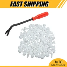 100PCS 8mm White Rivets Clips Car Door Panel Retainer Fasteners Screws Universal