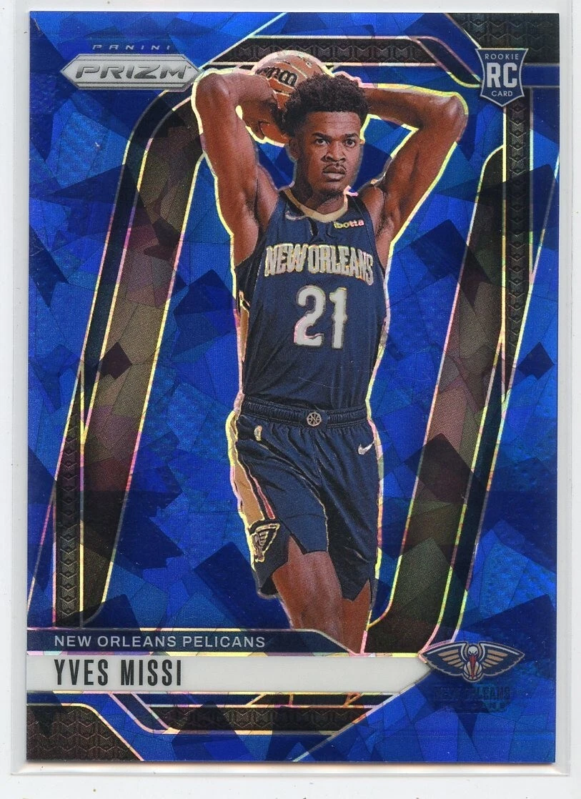 2024-25 Panini Prizm #233 Yves Missi RC Blue Ice Prizm 43/125 Pelicans Rookie