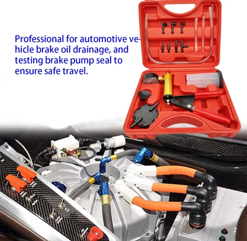 Hand Held Vacuum Pressure Pump Tester Set Brake Fluid Bleeder Bleeding Kit + Box - Picture 9 of 23