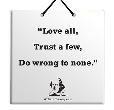 William Shakespeare Sale Quote Wooden Wall Hanging TILE Plaque Home Decor Gift