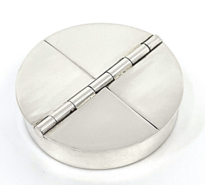 Runde 4 Fächer schlichte Pillendose 925 Sterling Silber englische Punzen