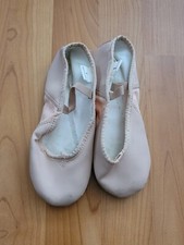 STELLE Girls Leather Ballet Slipper/Ballet Shoe/Yoga Dance Size 1 Tan Pale pink
