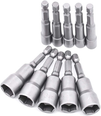 10-Piece Hex Socket Magnetic Set, 6-19mm Chrome Vanadium Steel Wrenches