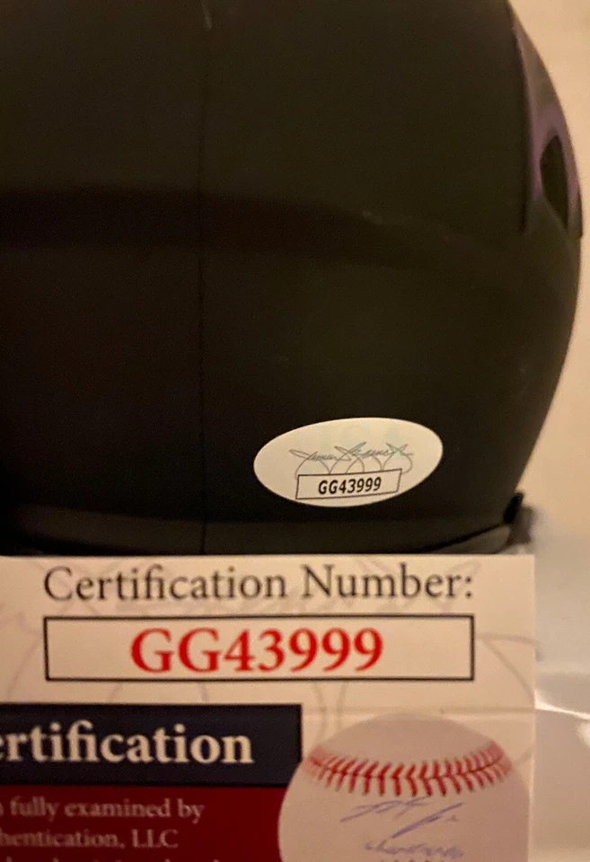 Ray Lewis Autographed Signed Baltimore Ravens Eclipse HOF Mini Helmet JSA COA - Image 3 of 4