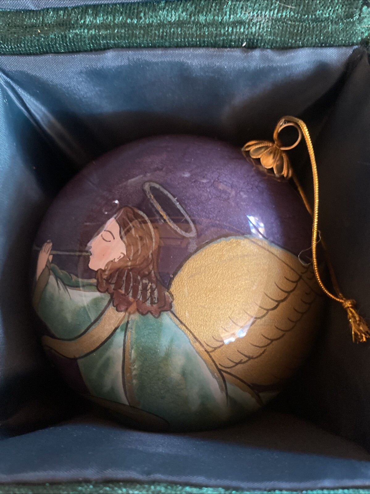 Vintage Li Bien Large Glass Hand Painted Christmas Ball Ornament Angel ...