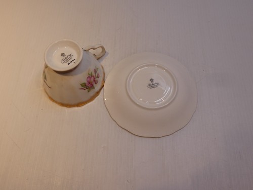 Adderley England Bone China Cup/Saucer, Pink and Green Flowers - Picture 6 of 7
