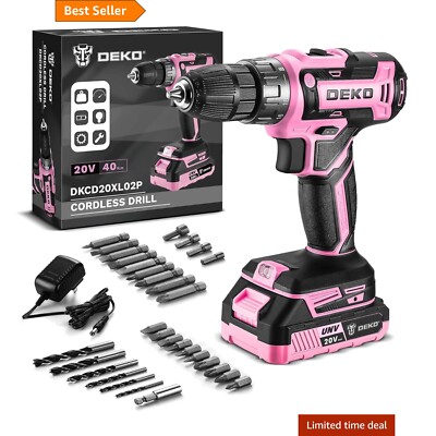 Kompakter rosa 20V Akku-Bohrer mit Ladegerät - Ideal für Frauen und DIY-Projekte