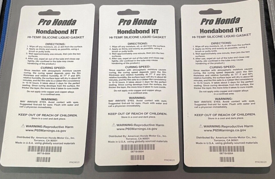 原始设备制造商本田 08718-0004 Hondabond HT 高温硅胶液体垫片 3 件装 RTV — 第 4/4 张图片