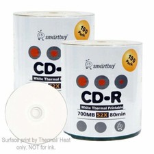 200-Pack SmartBuy White Thermal Hub Printable CD-R 52X 700MB Record Disc Everest