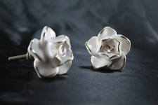Ceramic Flower Knobs Set of 2  Cabinet, Drawer, Door Pulls, Kitchen, Wardrobe