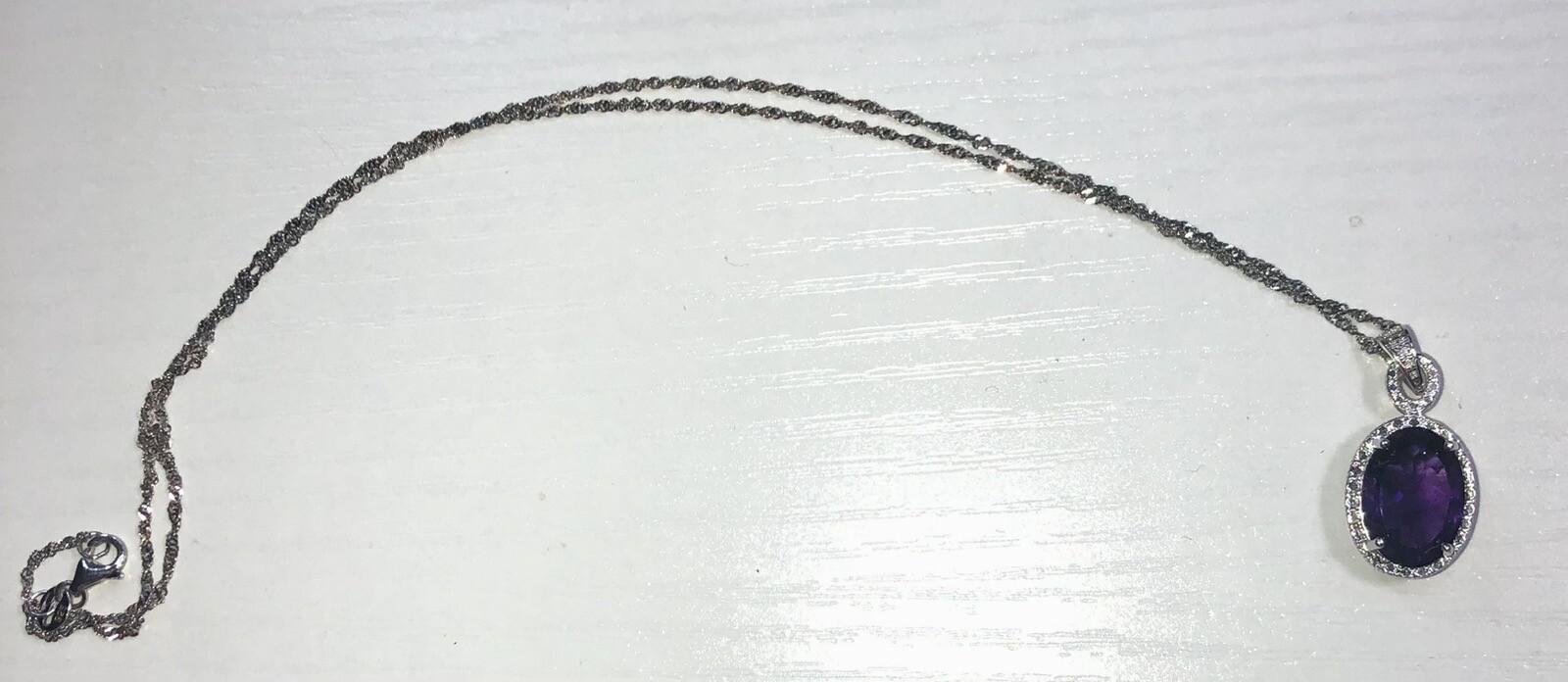 Amethyst colored gem sterling silver pendant neck… - image 4