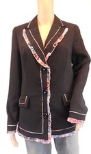 ★ ALFREDO PAULY ★ 36 ~ schwarz ~ Designer - Blazer ~ mit Chiffon grün ~ Jacke