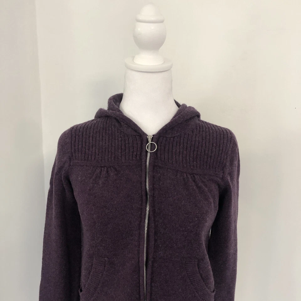 THE NORTH FACE Women Purple Full Zip Hooded Knit Sweater Sz S/P Pockets - Image 2 of 4