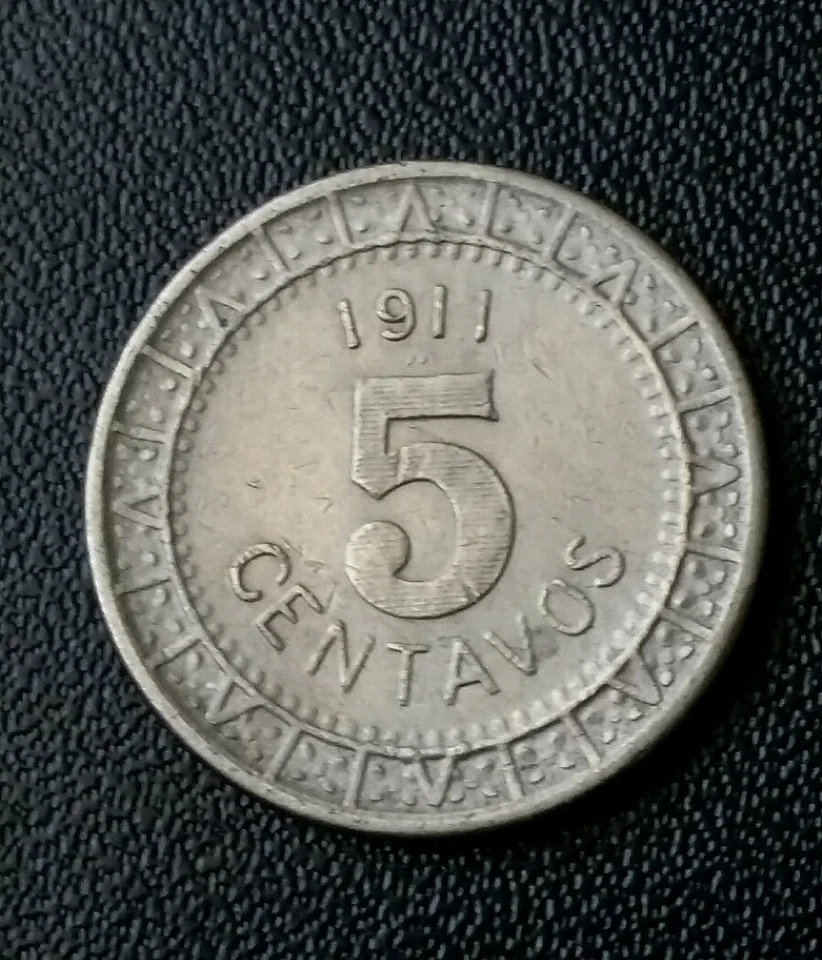 1911 México 5 Centavos Original Período Guerra XF-AU ☆ Período Revolución Bonita Moneda Foto 3 de 4