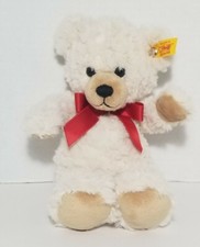 Steiff Lilly Teddy Bear Soft Plush Toy 9" White W/Red Bow