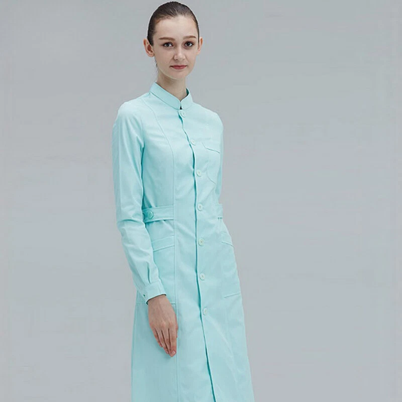 Abrigos de laboratorio salón de belleza vestido ajustado mono mujer uniforme exfoliante uniforme clínico Foto 4 de 4