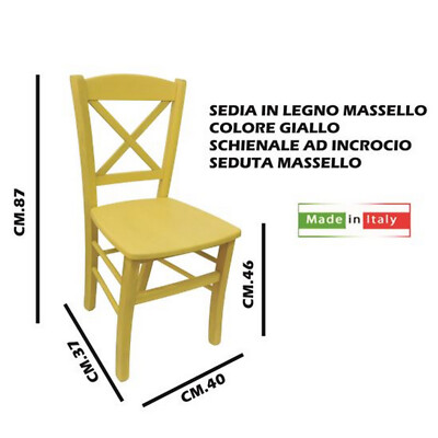 SEDIA LEGNO MASSELLO COLORE SCHIENALE CROCE CUCINA OSTERIA