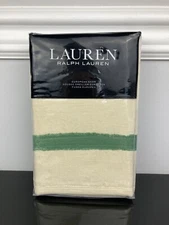 Ralph Lauren Allie Contrast Edge Euro Pillow Sham Linen Cotton Light Hemp Green