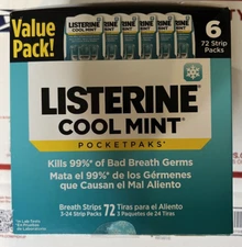 Listerine Cool Mint Pocketpaks Breath Strips, 6 pk./72 Strips Oral Care