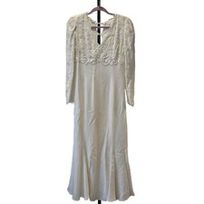 Vintage Jessica McClintock Bridal Long Sleeve Wedding Dress Lace Mermaid 10