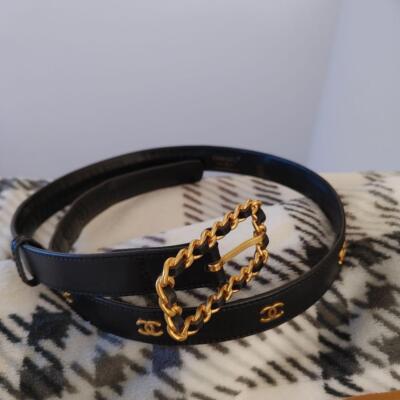 Authentic Chanel Vintage Belt Leather Coco Mark/Black | eBay