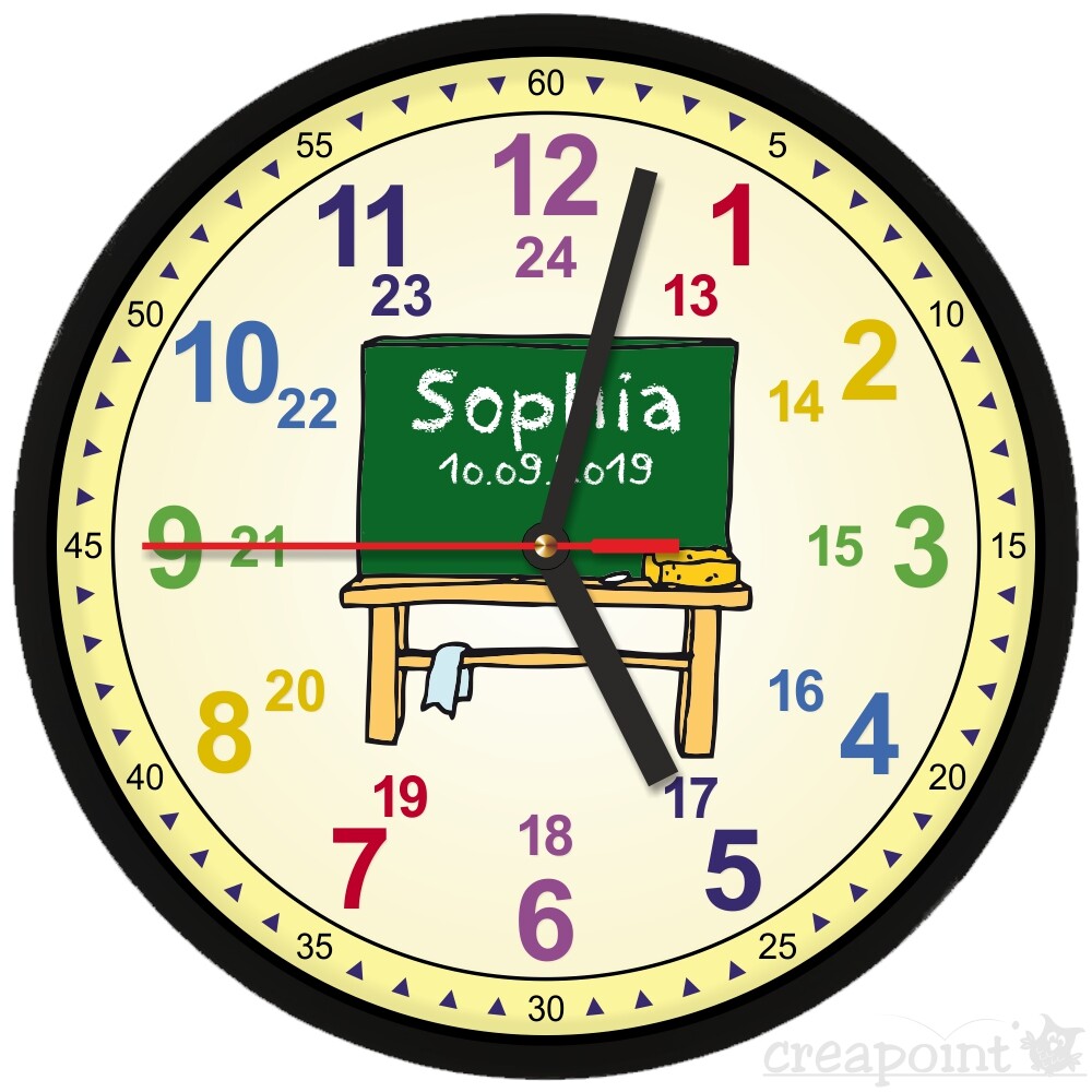 #323 Wanduhr » Kinder Lernuhr « personalisiertes Geschenk zur Einschulung