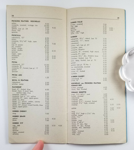 Vajilla prensada de vidrio patrón estándar precios de color claro Foley 1945 - Imagen 7 de 10