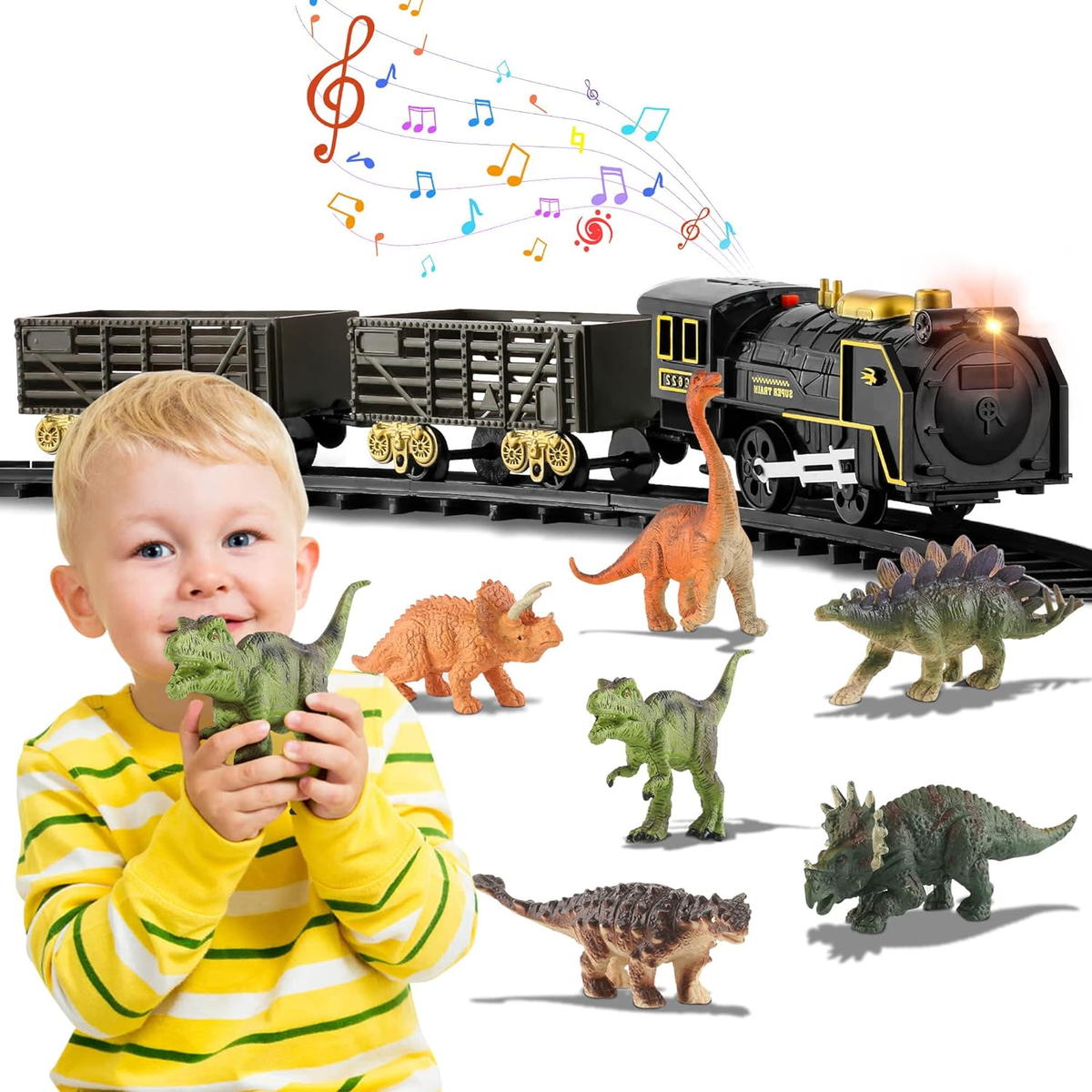 Dinosaur Toys Train Set for Boys with Tracks Mini Dinosaur