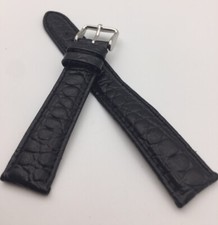 Hadley Roma Men MS891 Waterproof Leather 18mm Black Fine Quality Watch Bands