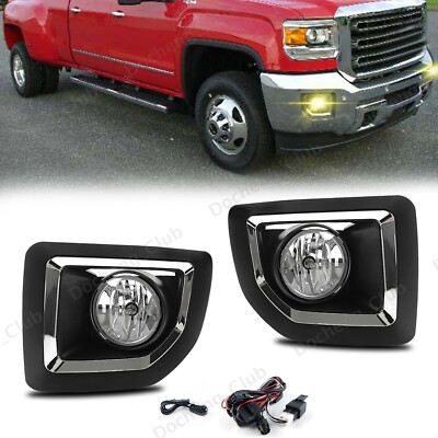 For 2015-2019 GMC Sierra 2500HD 3500HD Fog Lights Front Bumper Lamps with Bulbs