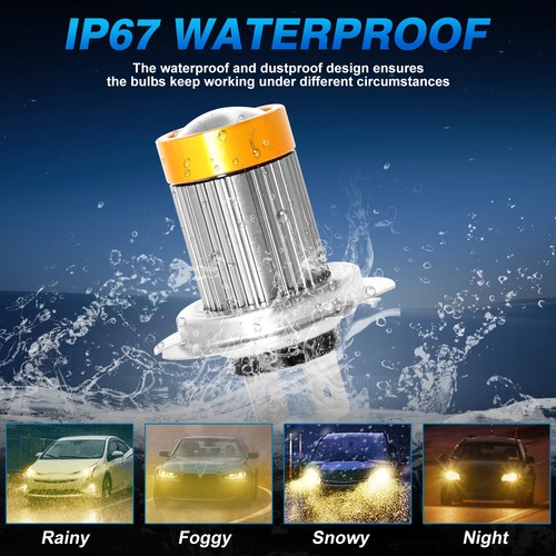 For Kawasaki Ninja 250r 2008-2012 3000k Yellow H7 LED Motorcycle Headlight Bulbs - Bild 6 von 13
