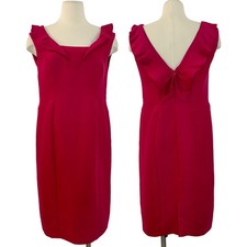 Valentino Silk Sheath Dress Ruffle Raspberry Pink | Fits like Medium