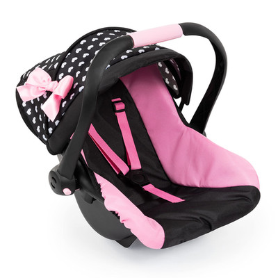 Bayer Design Dolls Deluxe Car Seat Hearts Black Pink - Pretend Play Accessory