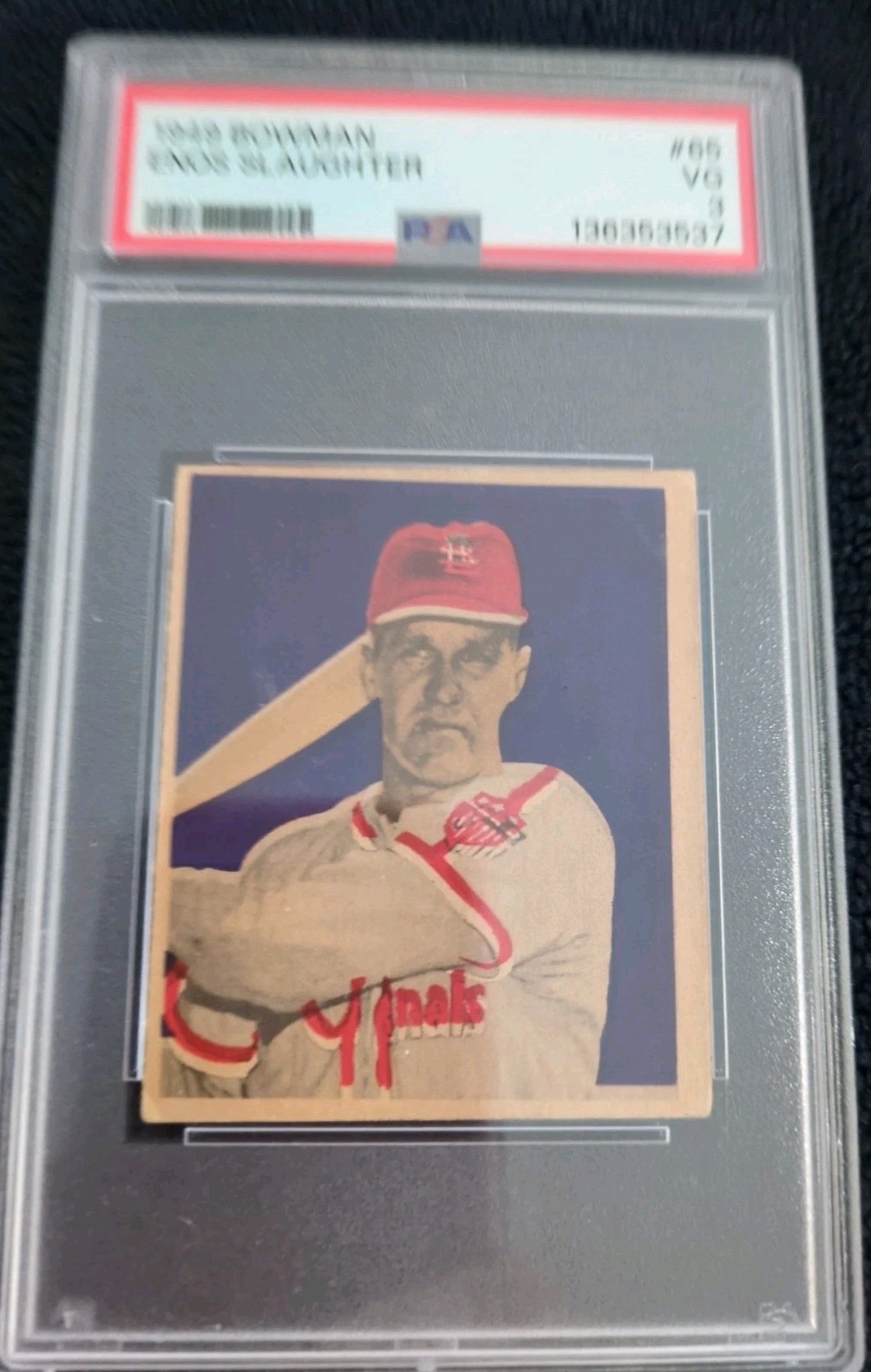 1949 Bowman - Enos Slaughter #65 Grey Back PSA VG 3 Recently Graded