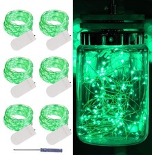 LAMPHOME 6 Pack St Patrick's Day Fairy Lights Battery Operated 6 PACK, Green