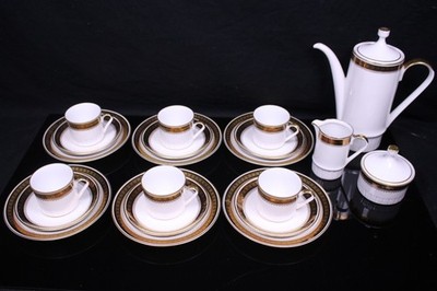 Kahla 21tlg. Kaffeeservice mit Goldrand Vintage Porzellan DDR weiß 6 Personen