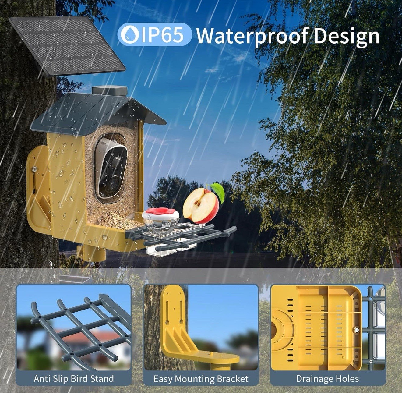 oddkont Bird Feeder with Camera - Smart Bird Feeder Camera with AI Identify Bird