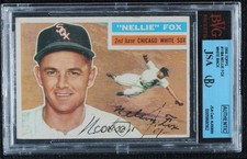 JSA Certified 1956 Topps Nellie Fox (Gray Back) #118 Encased by BVG Auto HOF 0q3
