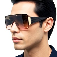 Sunglasses Oversized Flat Top Rivet Design Fashion Shades XXL UV400 Protection