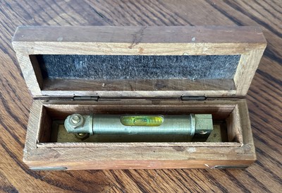 VINTAGE THOS EVANS LONDON BRASS SPIRIT LEVEL WITH WOOD CASE