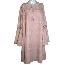 Loft Pastel Pink Trumpet Sleeve lace dress Size Medium
