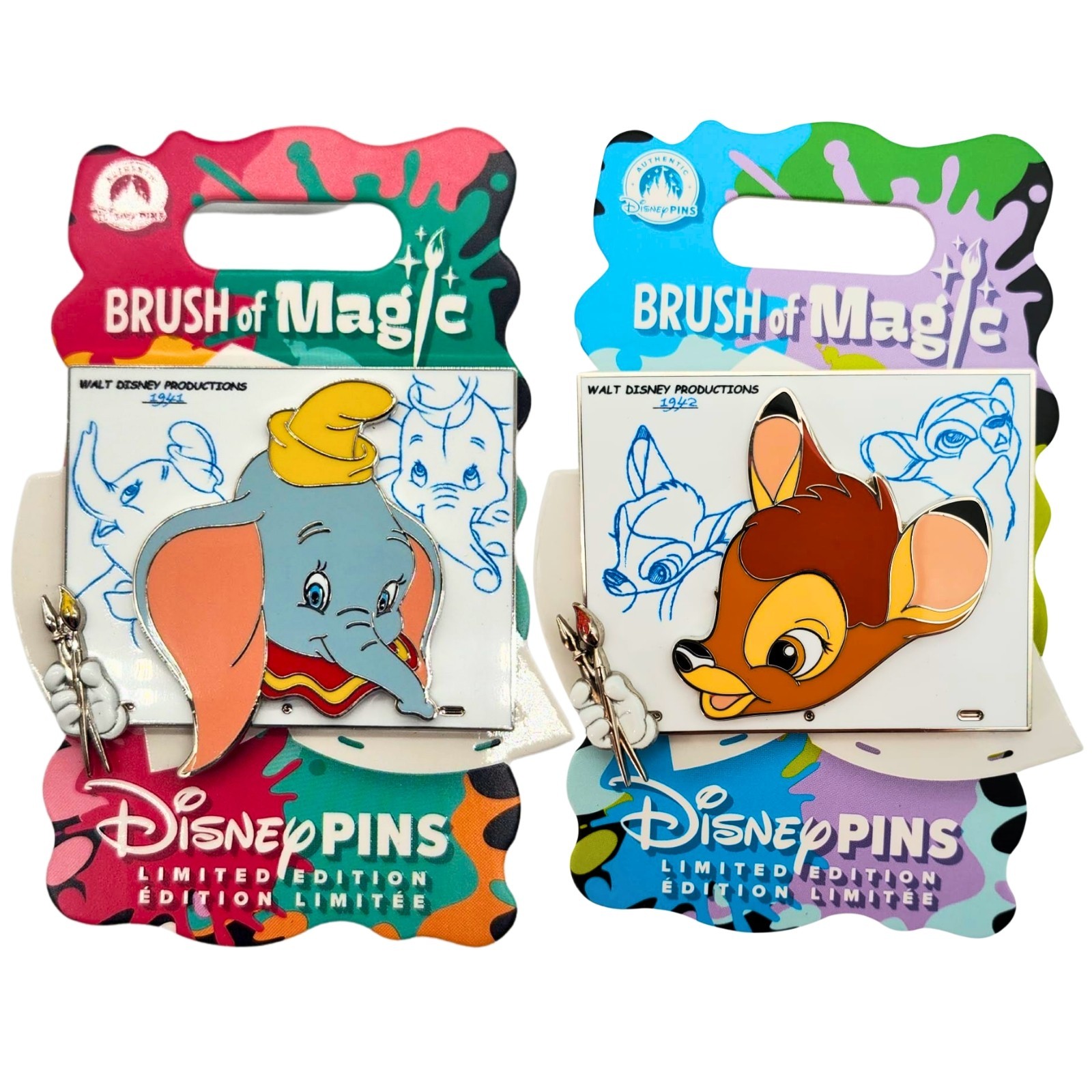 Disney Brush of Magic LE3750 Dumbo & Bambi 2 Pin Bundle Disney Parks