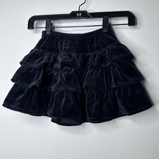 Hanna Andersson Girls Velour Ruffle Skirt Black Soft Cozy Size 100 / US 4T