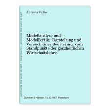Modellanalyse und Modellkritik. Darstellung und Versuch einer Beurteilung 260571