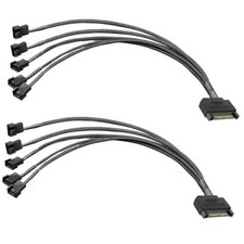 Gebildet 2pcs 12V PC Case Fan Power Adapter Cable, SATA to 5 Way 3 SATA 1 to 5