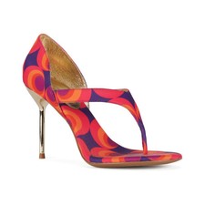 Women's Rhian High-Heel Stiletto Thong Dress Sandals Red Circle Print Multi