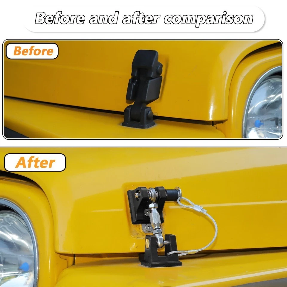 2x Hebilla de cierre de capó del motor con llave para Jeep Wrangler TJ 1997-2006 negro Foto 3 de 4