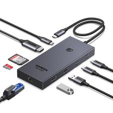 UGREEN Revodok Pro 9 in 1 USB C Hub Gigabit Ethernet Adapter 4K 60Hz Grey