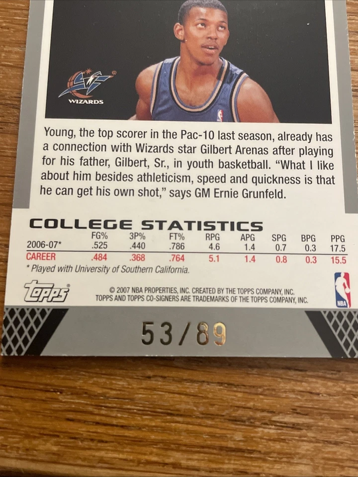 2007-08 Topps Co-Signers Gold Blue /89 Nick Young Antawn Jamison #51 Rookie RC - Image 4 of 4